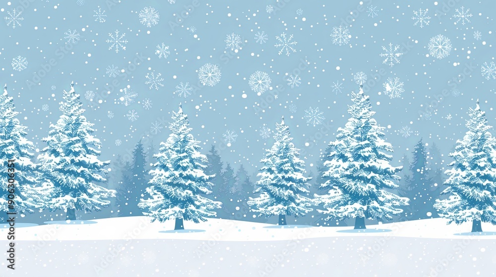 Tranquil Winter Wonderland Snow Covered Pines and Serene Sky Tranquil Winter Wonderland Snow Covered Pines and Serene Sky
