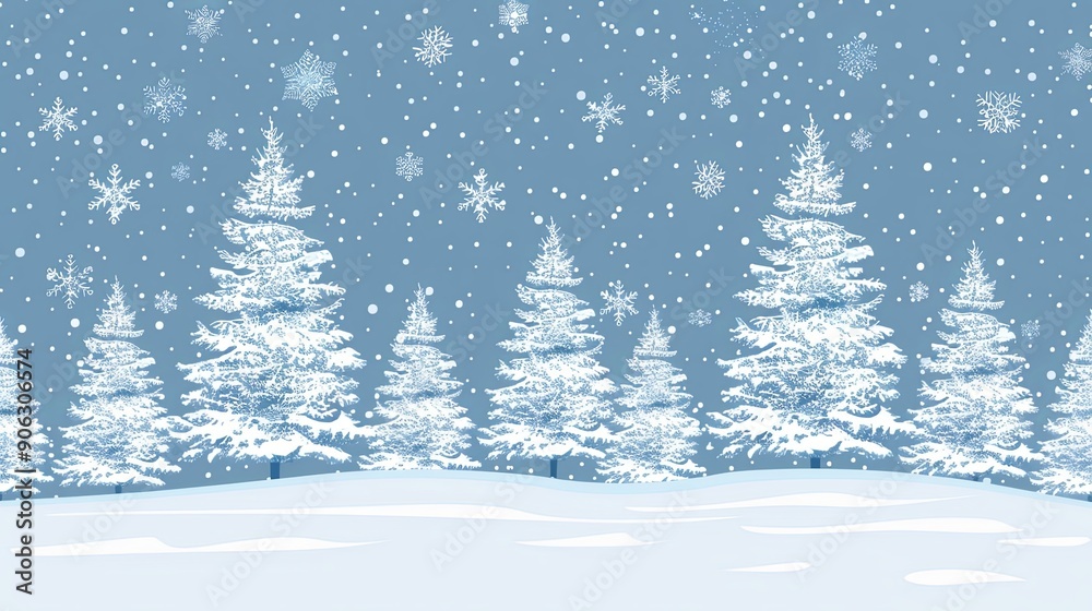 Tranquil Winter Wonderland Snow Covered Pines and Serene Sky Tranquil Winter Wonderland Snow Covered Pines and Serene Sky