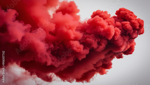 Luxuriant Vibrant Red Smoke Majestically Swirling on White Background