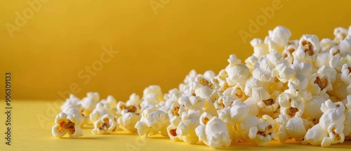 Freshly Popped Popcorn Against a Bright Golden Background