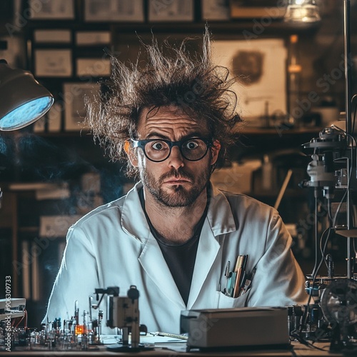 Crazy Scientist at Work: Funky Laboratory Scene Created with AI