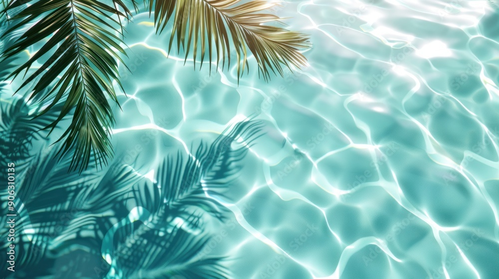 Tropical Paradise: Palm Leaves and Rippling Water Tropical Paradise: Palm Leaves and Rippling Water