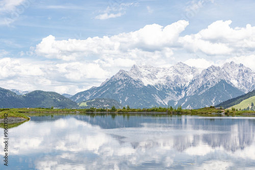 lake in the mountains in Fieberbrunn, Tyrol, Austria
