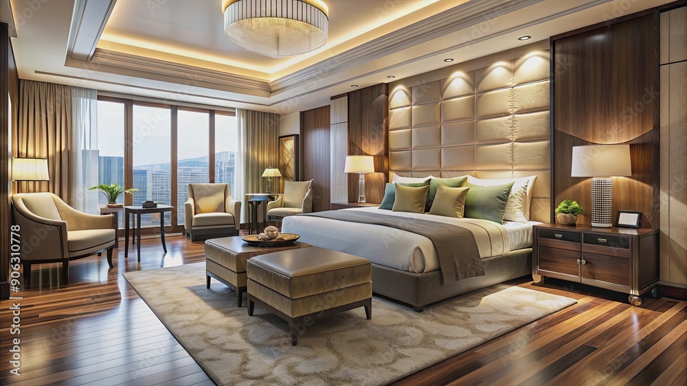 Luxurious hotel room with modern design and elegant furnishings, hotel, room, interior, luxury, modern, design, elegant Luxurious hotel room with modern design and elegant furnishings, hotel, room, interior, luxury, modern, design, elegant