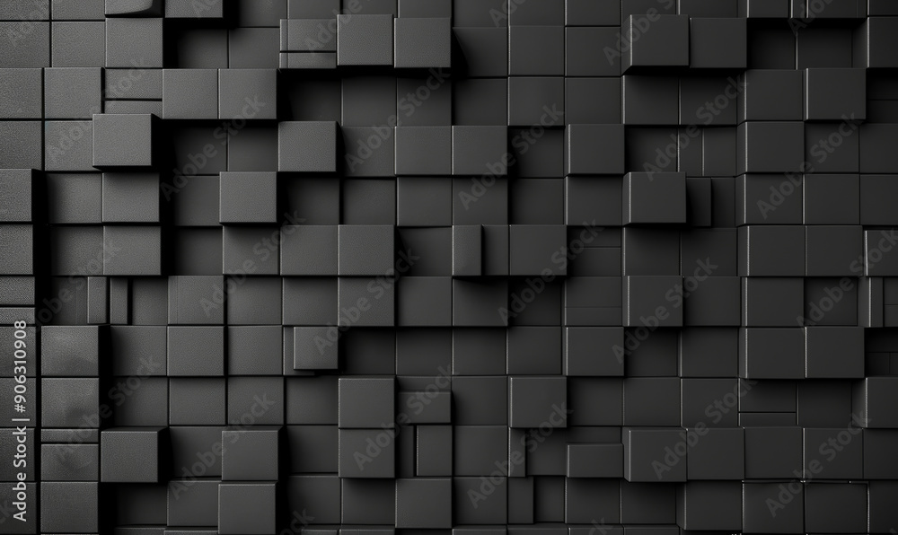 3D Rendering of Abstract Black Cubes Pattern for Modern Backgrounds and Textures - Futuristic Geometric Design 3D Rendering of Abstract Black Cubes Pattern for Modern Backgrounds and Textures - Futuristic Geometric Design