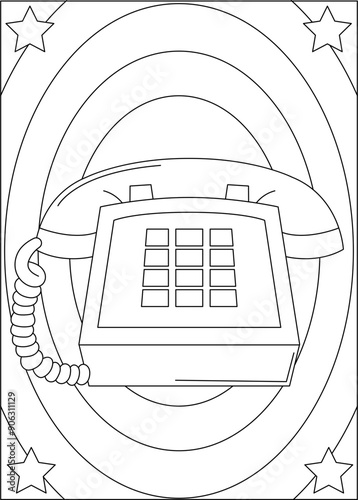 telephone retro technology coloring book page
