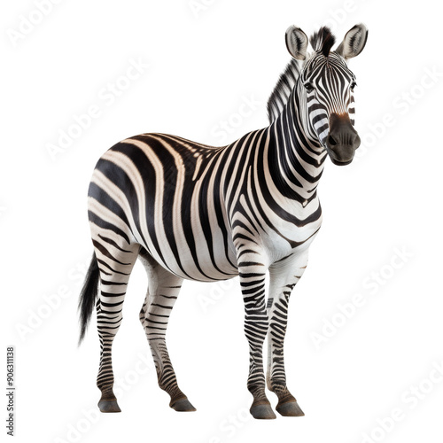 zebra standing isolated on white