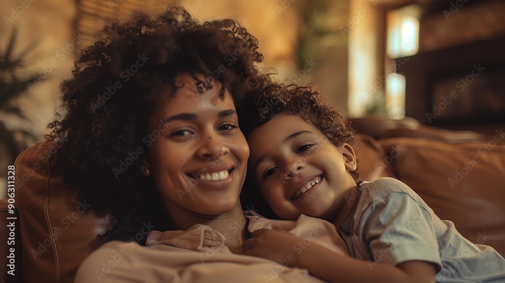 Happy family enjoying together at home : Generative AI Happy family enjoying together at home : Generative AI