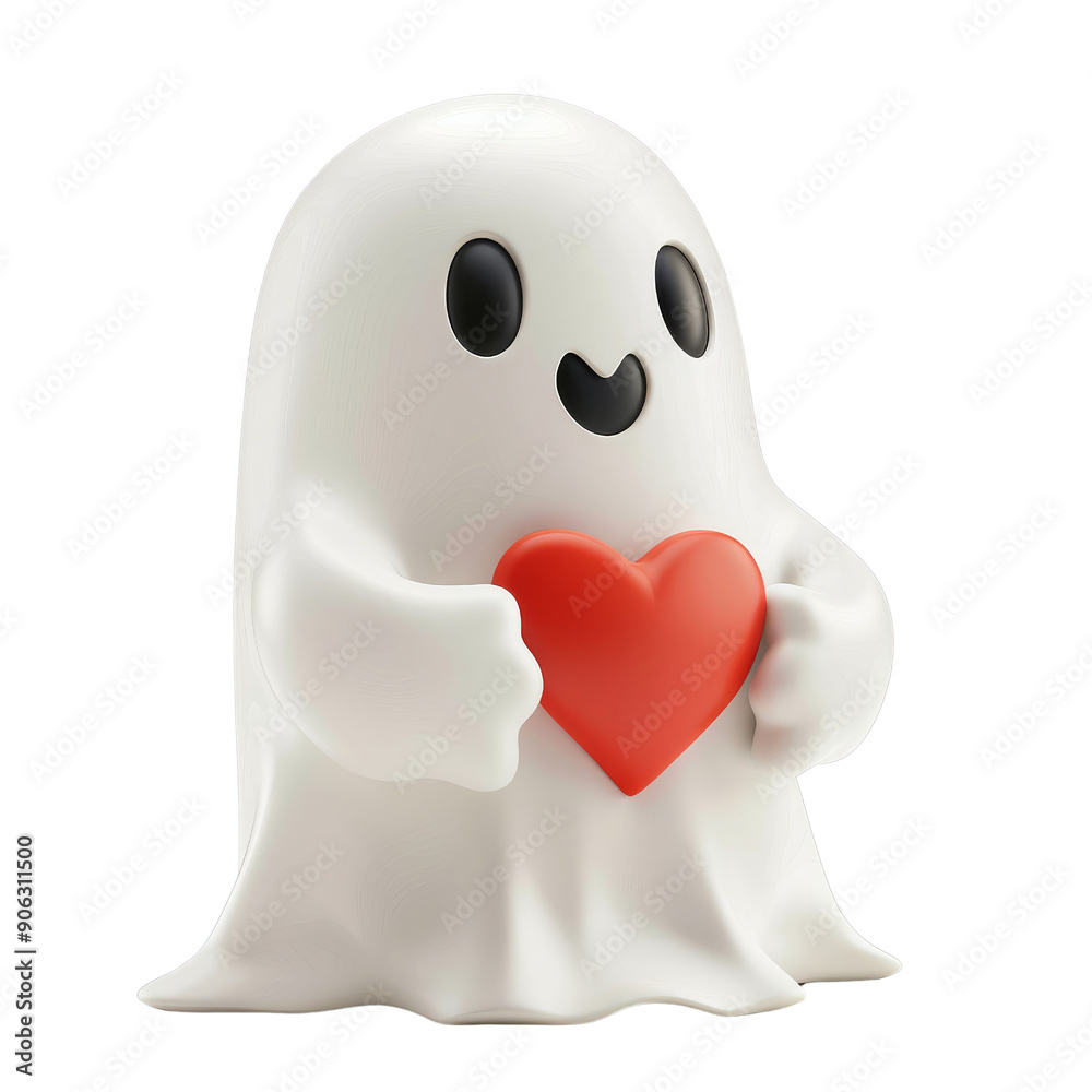 Cute ghost character holding a red heart, perfect for Halloween themes, love, and playful graphics. Cute ghost character holding a red heart, perfect for Halloween themes, love, and playful graphics.