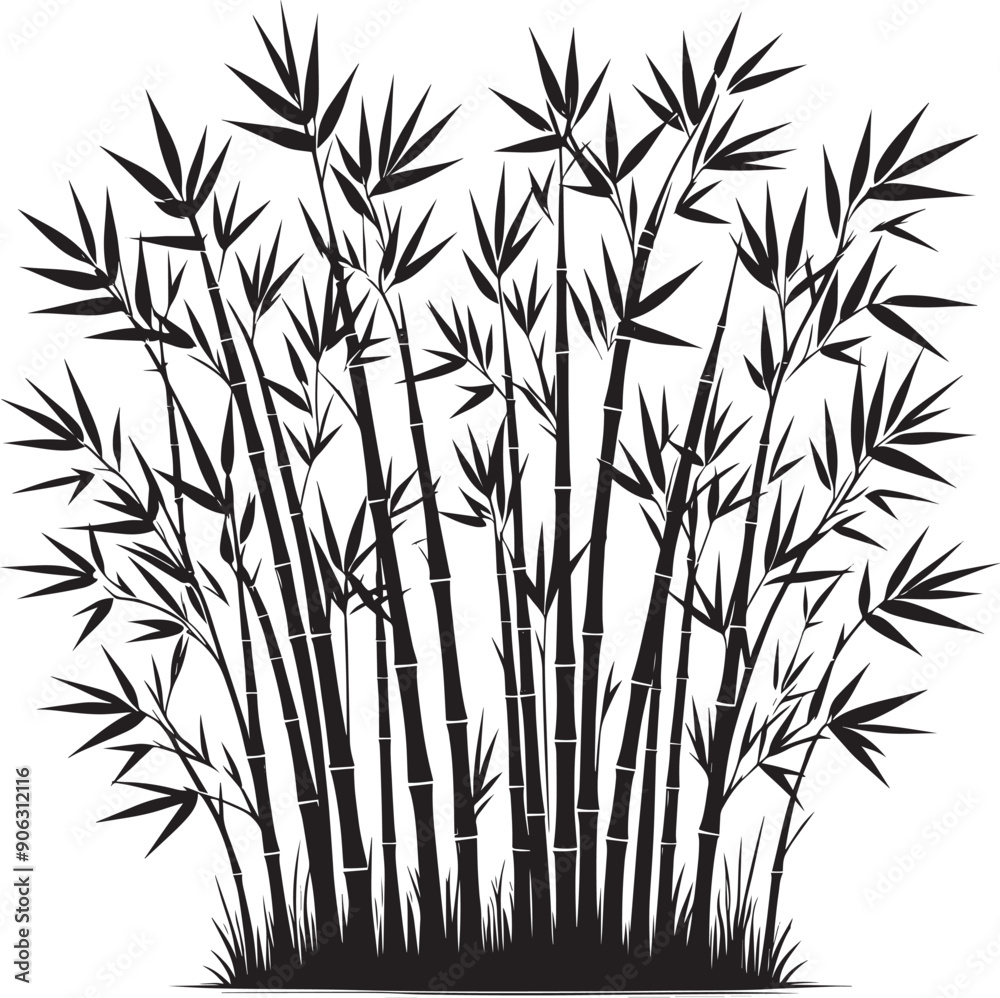 Naklejka premium Bamboo plant silhouette vector illustration isolated on a white background