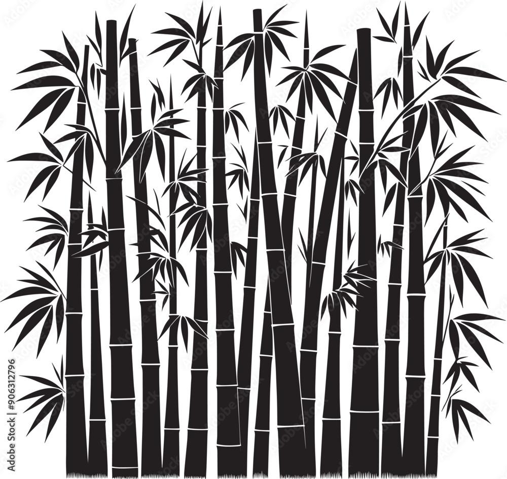 Naklejka premium Bamboo plant silhouette vector illustration isolated on a white background