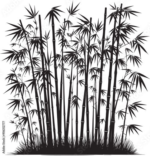 Bamboo plant silhouette vector illustration isolated on a white background