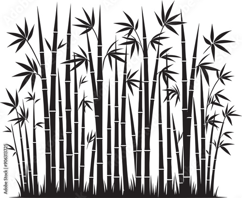 Bamboo plant silhouette vector illustration isolated on a white background