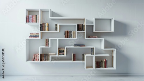 The compact IKEA bookshelf with modular design and white finish, isolated white background.