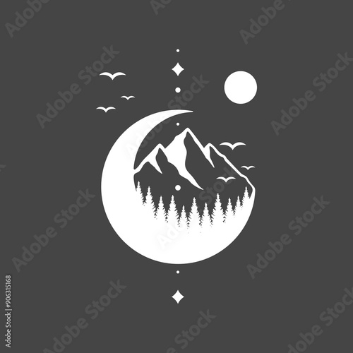 mountain peak outdoor logo design vector