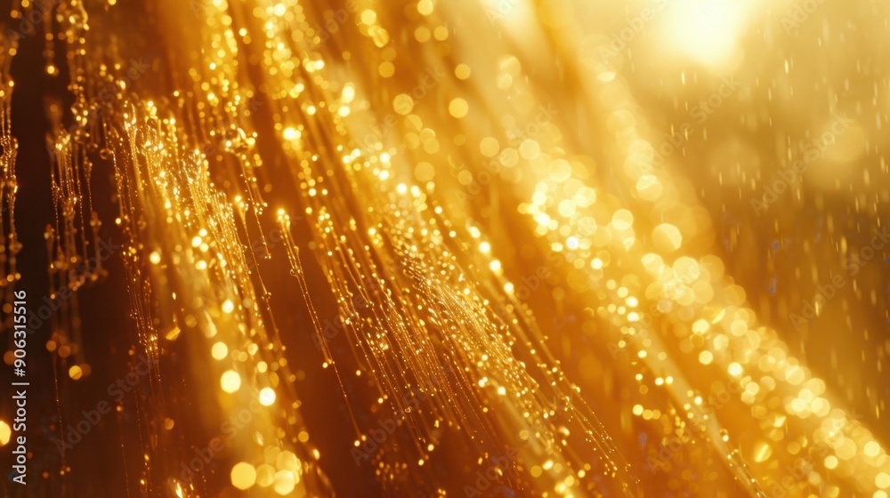 Obraz premium Abstract golden light streams create enchanting and dazzling effects, perfect for festive backgrounds or artistic designs.
