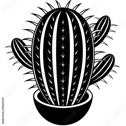 photorealistic pastiche detailed cactus coloring vector illustration