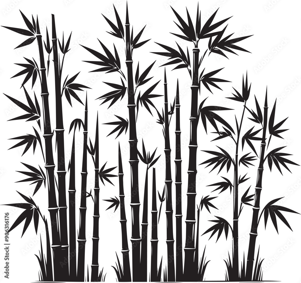 Bamboo plant silhouette vector illustration isolated on a white background Bamboo plant silhouette vector illustration isolated on a white background
