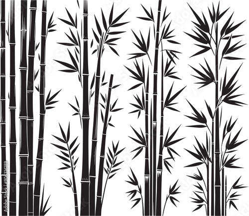 Bamboo plant silhouette vector illustration isolated on a white background