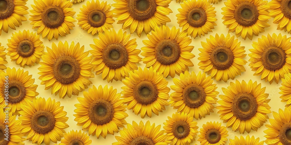 Obraz premium Seamless and life affirming sunflower pattern , sunflower, seamless, vibrant, joyful, nature, floral, yellow, summer
