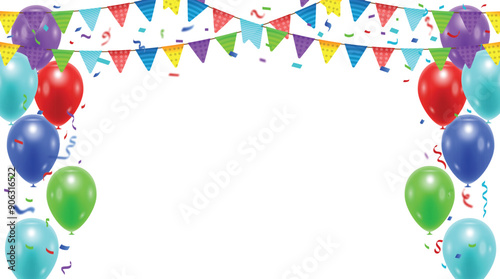 birthday celebration vector. background template with confetti and ribbons. vector illustration