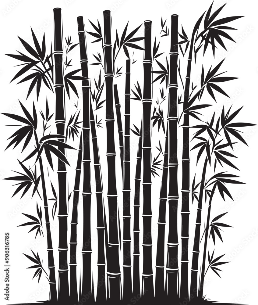 Naklejka premium Bamboo plant silhouette vector illustration isolated on a white background