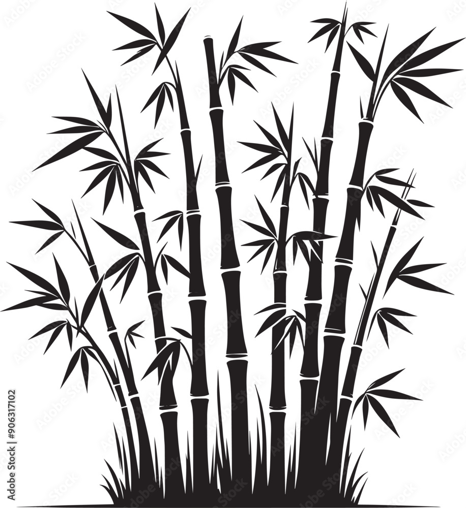 Naklejka premium Bamboo plant silhouette vector illustration isolated on a white background