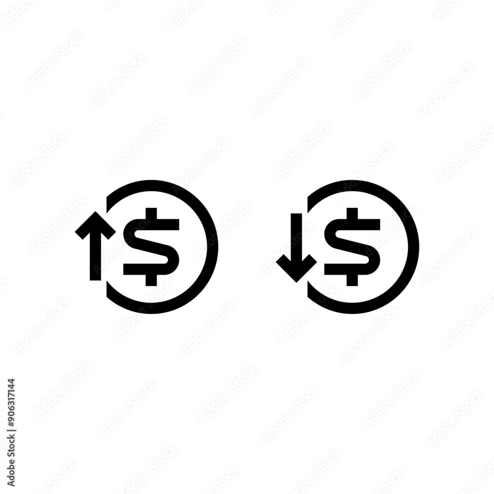 Dollar up and dollar down vectors