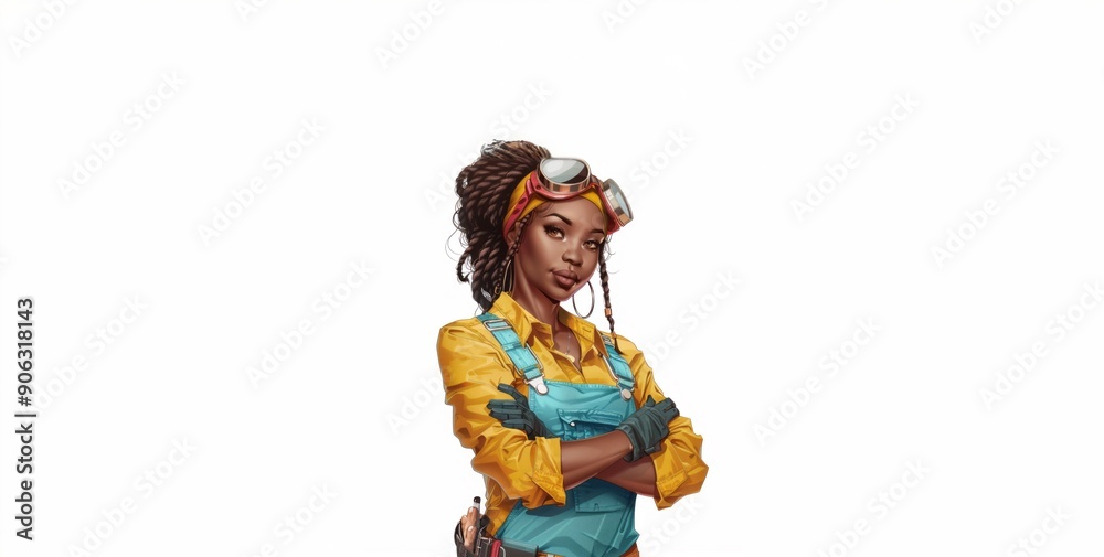 Confident African American Female Engineer in Work Uniform.Generated image Confident African American Female Engineer in Work Uniform.Generated image