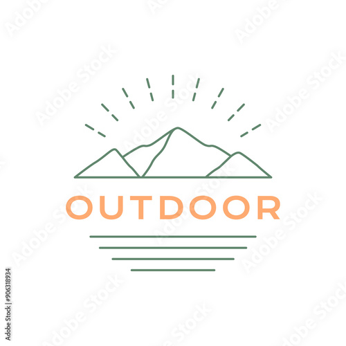 mountain peak outdoor logo design vector