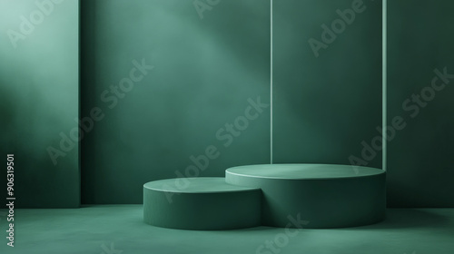 Wallpaper Mural A dark matte jade green background with a soft, luxurious finish. The central area is smooth and clear, providing space for elegant design elements. Torontodigital.ca