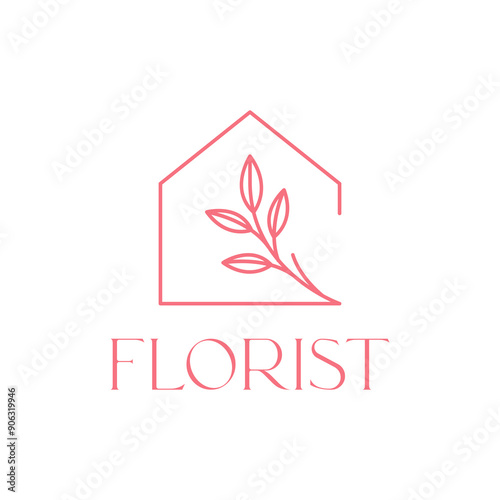 florist house line minimalist logo design vector