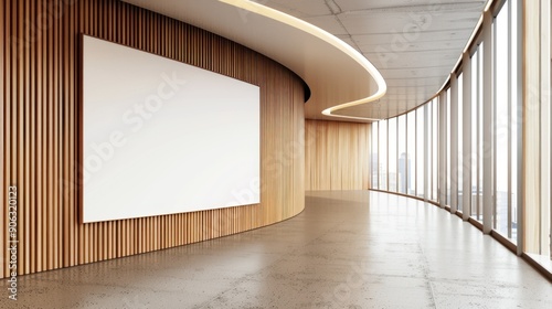 Modern Office Hallway with Blank Canvas