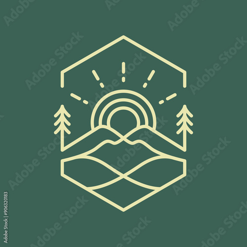 mountain peak outdoor logo design vector