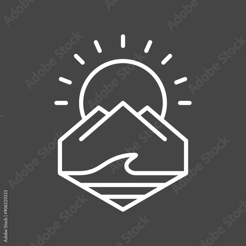 mountain peak outdoor logo design vector