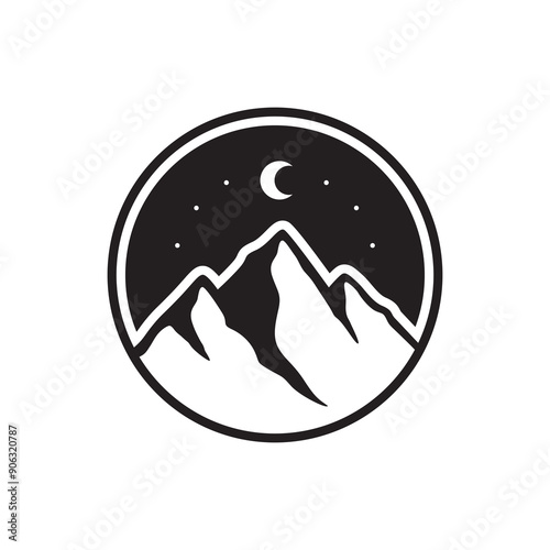 mountain peak outdoor logo design vector
