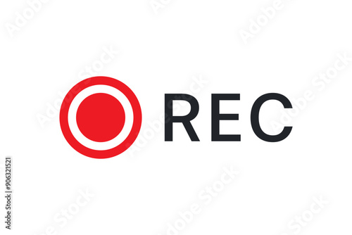 Free Download REC camera recording multimedia illustration isolated on white background. Vector logotype icon in flat style - GFXLoad
