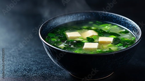 Miso soup with tofu and seaweed, simple and nourishing, traditional Japanese home meal