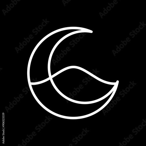 crescent desert line minimalist logo design vector