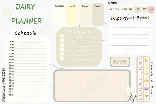 Dairy planner for note or schudule