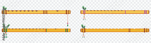 Janmashtami, Banner, Krishna Janmashtami, Sustainable. Bamboo Sticks, Design. Happy Janmashtami, Bamboo Flute, Happy Krishna Janmashtami, illustration Art, Janmashtami Banner, Poster,  
