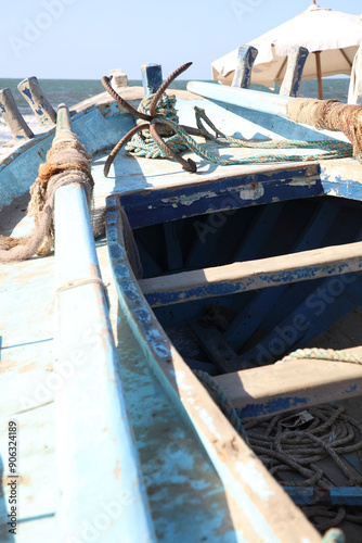Wallpaper Mural boat on the beach painted blue Torontodigital.ca