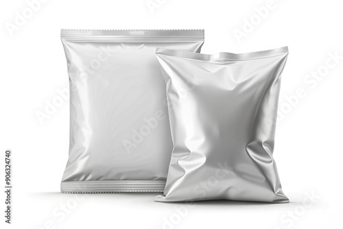 Blank chips bag mockup, food snack bag isolated on white background. potato chip bag mockup With clipping Path included. Chips paper package or Food Packaging
