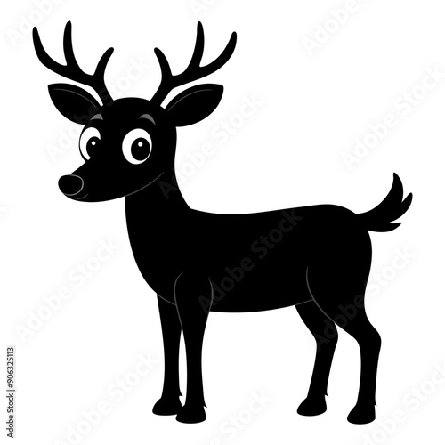 Deer Silhouette Vector Illustration White Background