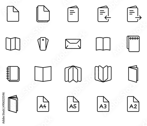 Papers and Brouchures Vector Icons - Premium Outlined Icon Pack