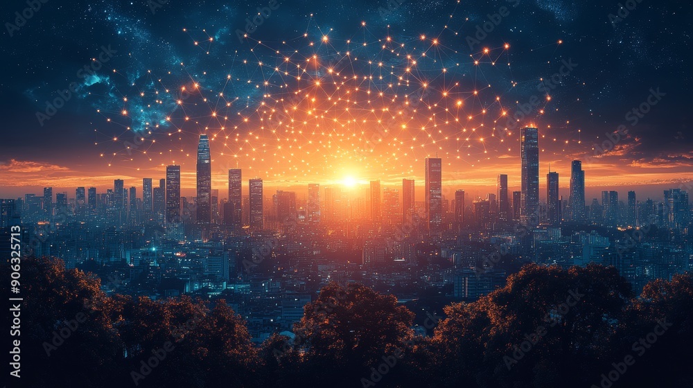 Smart city with integrated technology, illustrating urban future. Smart city with integrated technology, illustrating urban future.