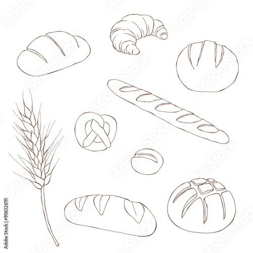 Bread vector drawing. Bakery product sketch. Vintage food illustration