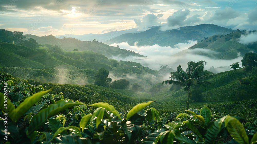 Fototapeta premium coffee area landscape in colombia : Generative AI