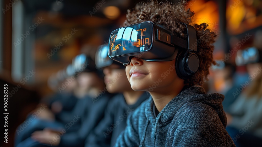 Remote learning with VR technology, depicting education innovation. Remote learning with VR technology, depicting education innovation.