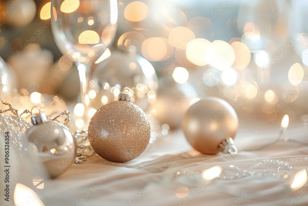 Elegant holiday table decor with shimmering lights Elegant holiday table decor with shimmering lights